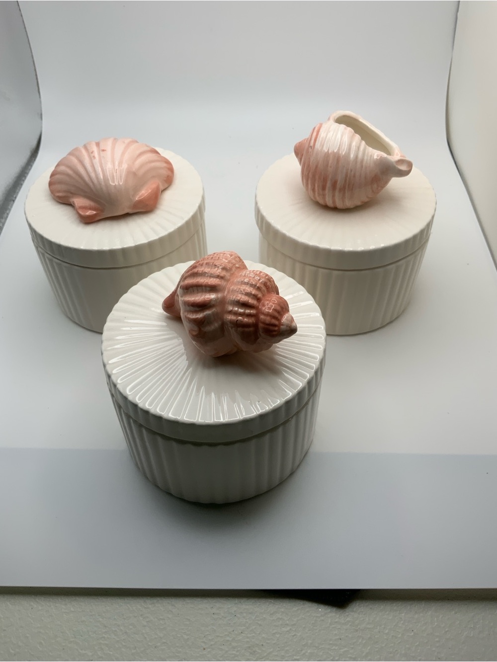 Vintage 1976Fitz & Floyd Set of Shell Ceramic Boxes-Excellent Condition!